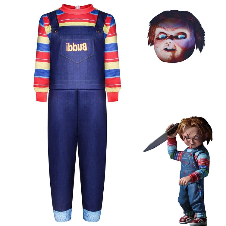 Mayoulove Child's Play Scary Cosplay Costume with Mask Boys Girls Bodysuit Halloween Fancy Jumpsuits-Mayoulove