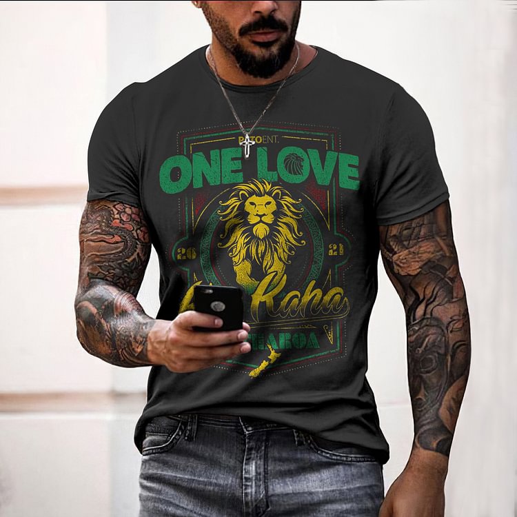 BrosWear ONE LOVE Print Short Sleeve T-Shirt