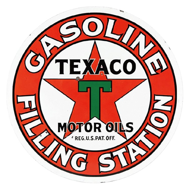 Texaco Motor Oils - Round Vintage Tin Signs/Wooden Signs - 30x30cm
