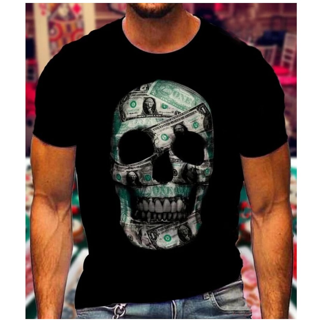 Men's Hell Skull Art Print Short Sleeve T-shirt / [viawink] /