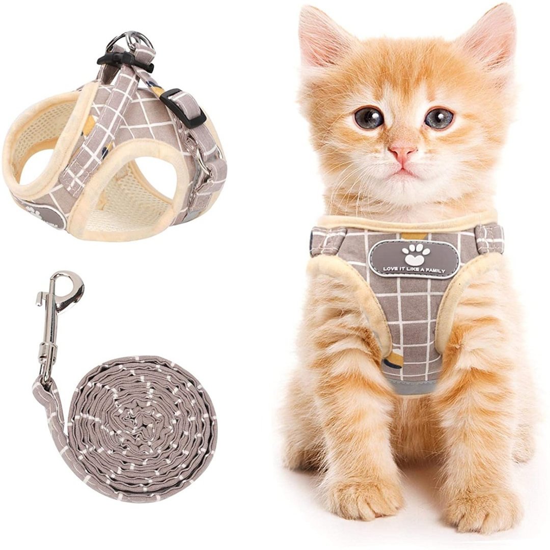 Cat&Dog Harness and Leash Set with Reflective Strip Adjustable Soft  