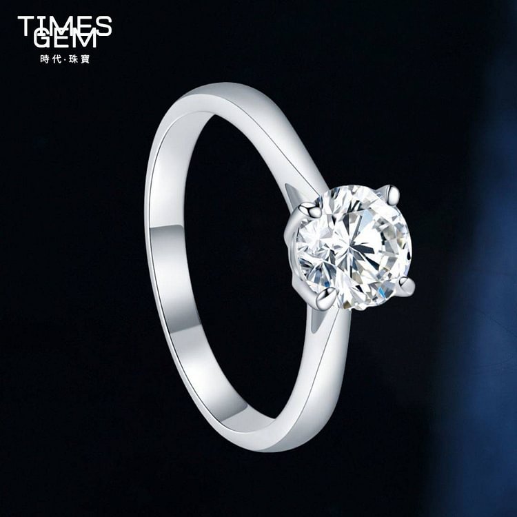 Times Gem Round Brilliant Classic 4-claw Moissanite Ring-TIMES GEM