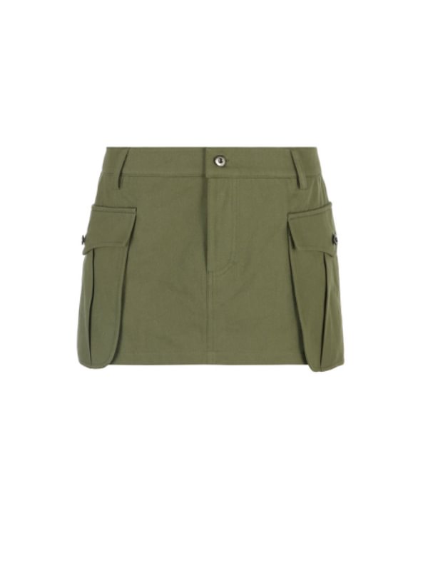 Solid Color Pockets A-line Skirt