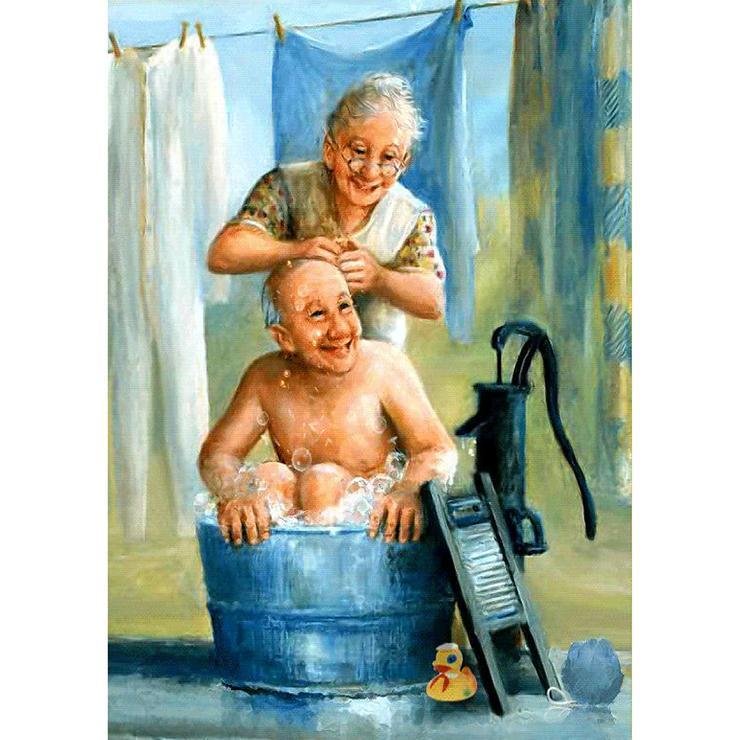 Full Round Diamond Painting Sweet Old Couple Lovers (40*30cm)