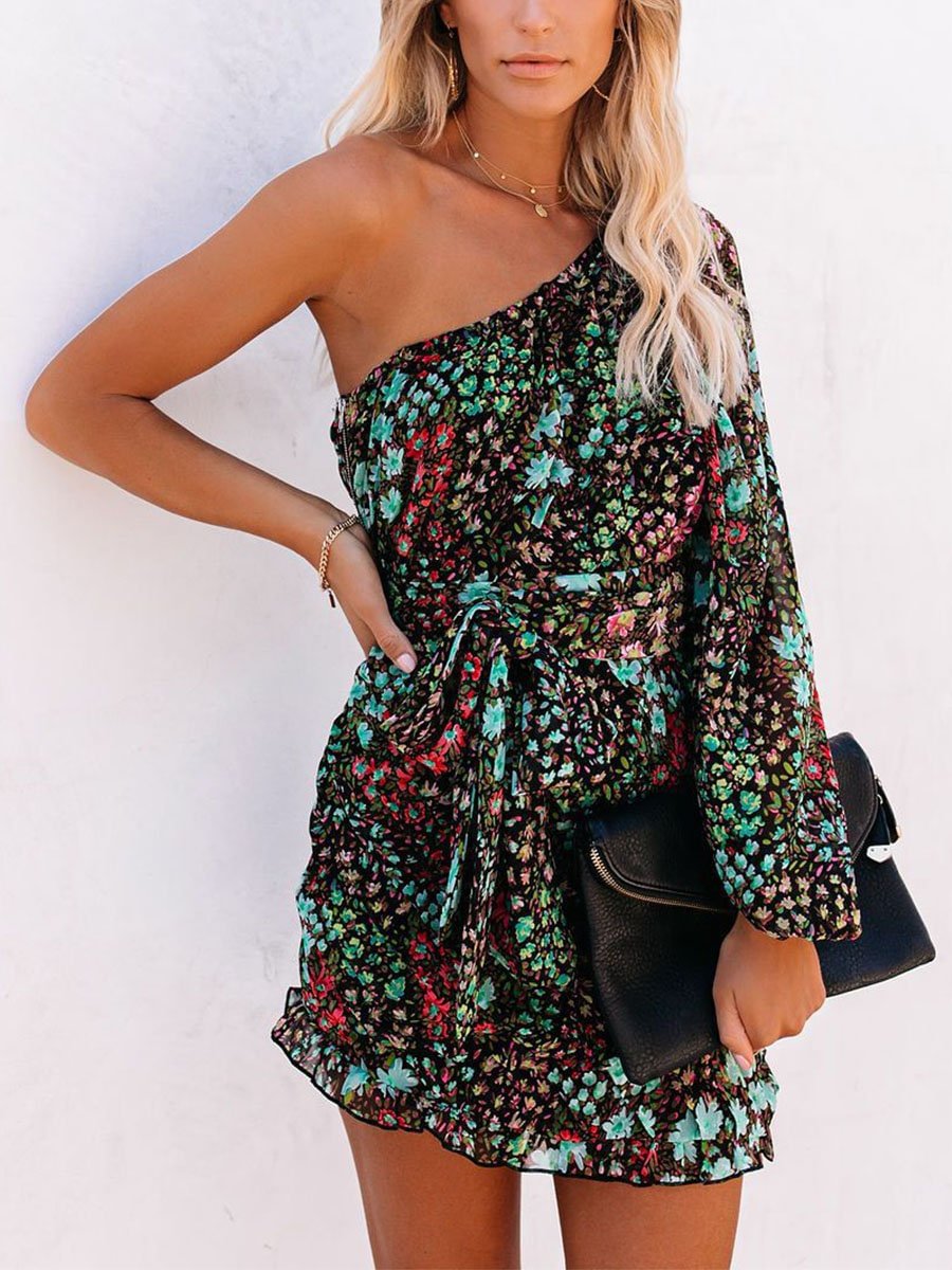 Fun In The Sun Floral One Shoulder Dress P12089