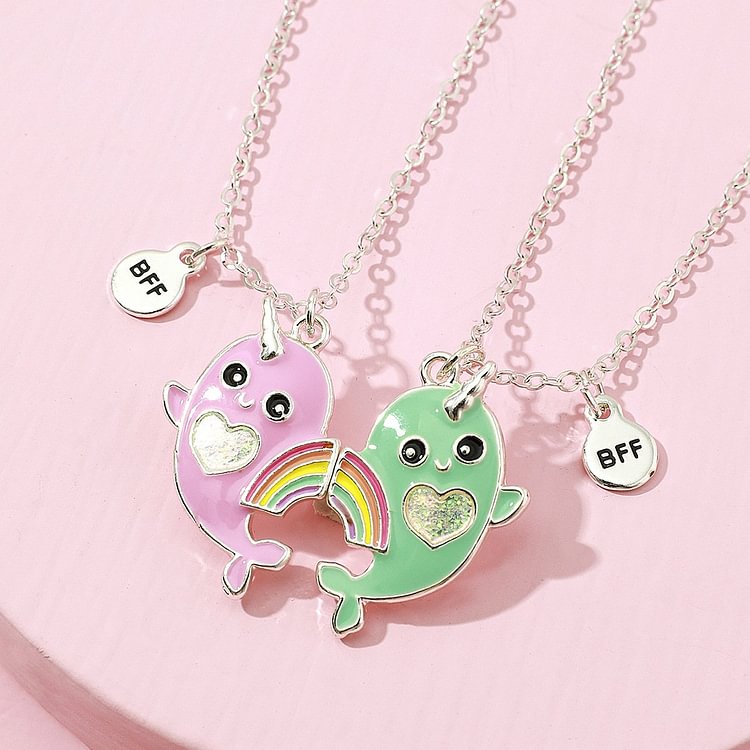 Unicorn whale magnet attract good friend necklace-Mayoulove