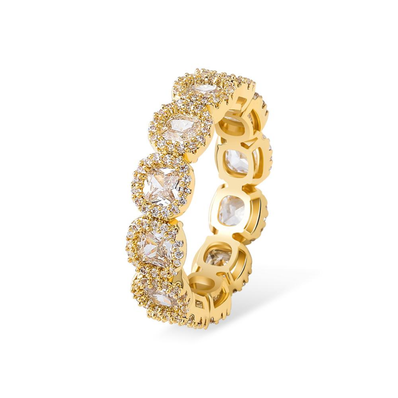 Iced Out Zircon Gold Plated 27MM Women Rings-VESSFUL