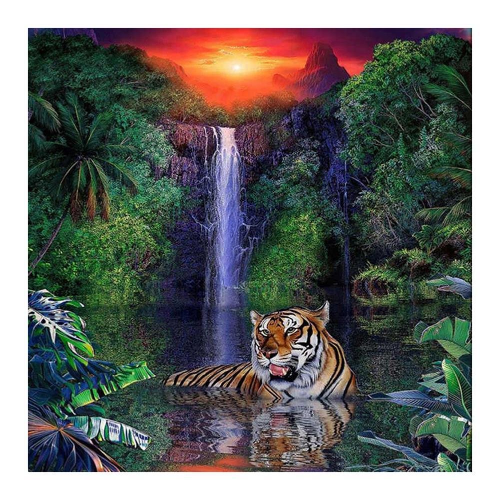 Full Round Diamond Painting Tiger in Water (30*30cm)