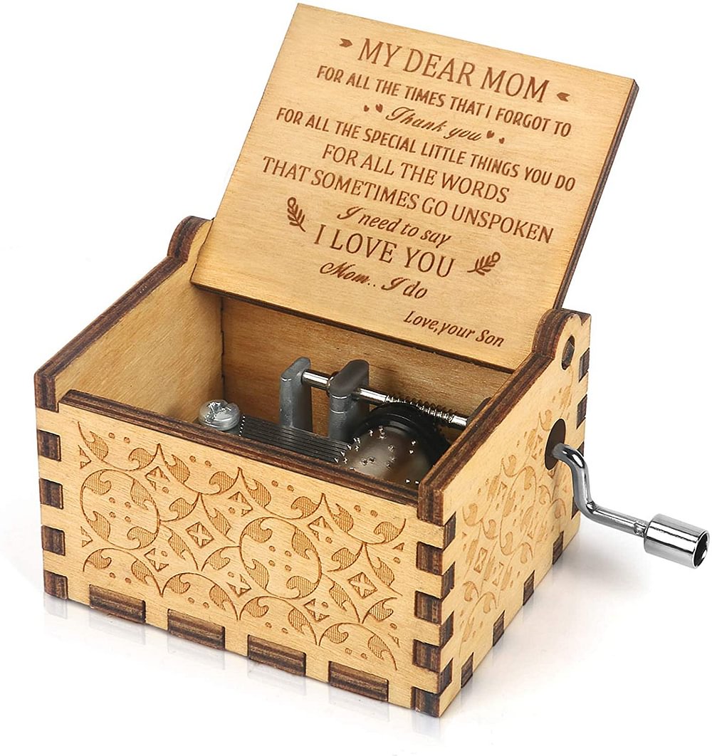 My Dear Mom - You Are Always My Little Girl -  Handcrafted Custom Wooden Hand Crank Music Box from Son/ Daughter to Mom