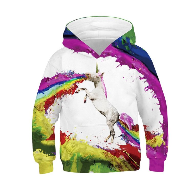 Colorful Unicorn 3D printing  Hoodie for boys and girls-Mayoulove