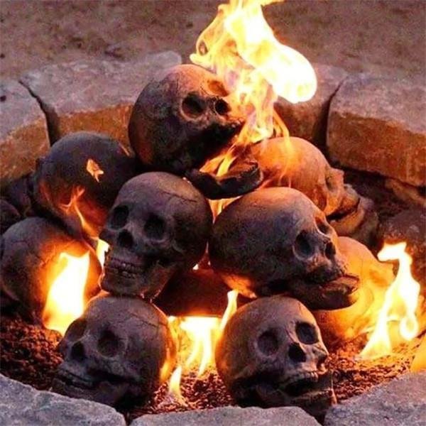 Ceramic Imitation Human Skull Fire Log - vzzhome