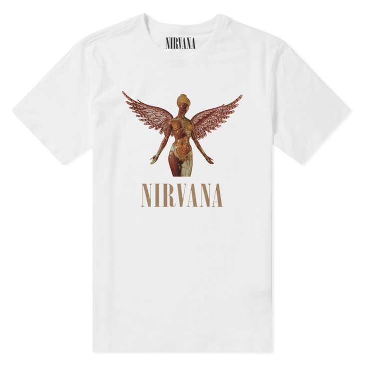 Nirvana Band Rock Short Sleeve T-shirt White/brown