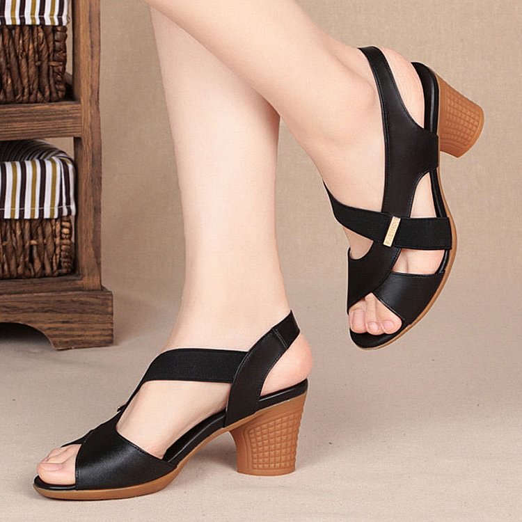 Women's Sandals Women's Summer Fish Mouth Overshoot Thick Heel High Heels Solid Color Simple Style