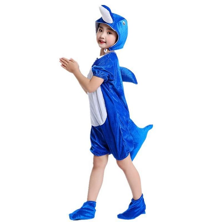 Mayoulove Boys Girls Dolphin School Play Halloween Party Flannel Short Costume-Mayoulove