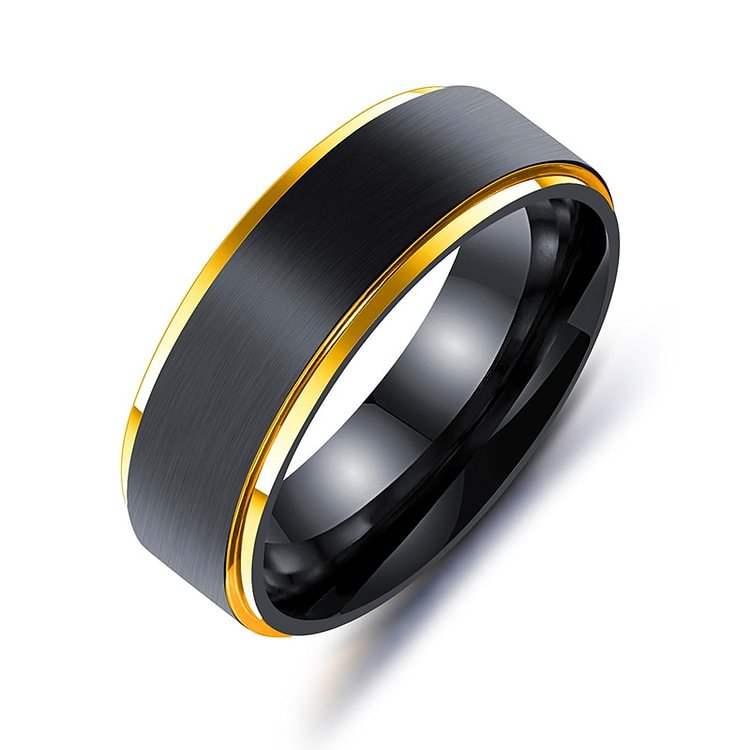 8mm Men's Black Steel Multi-color Ring Simple Band Jewelry Gift