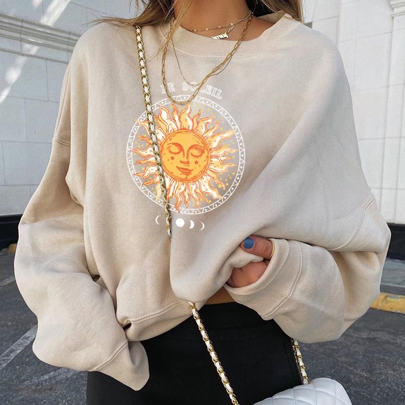   Sun printed designer fashion loose sweatshirt - Neojana