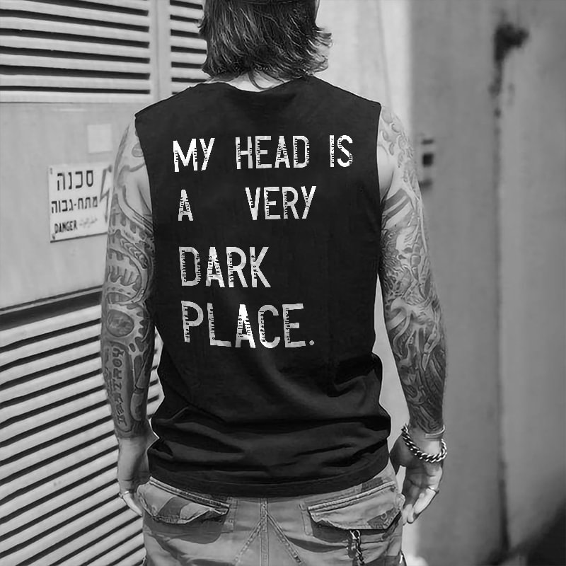 My Head Is A Very Dark Place Printed Men's Vest -  UPRANDY