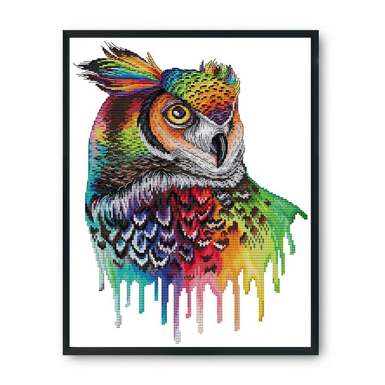 Rainbow Owl - 14CT Stamped Cross Stitch - 43*32cm