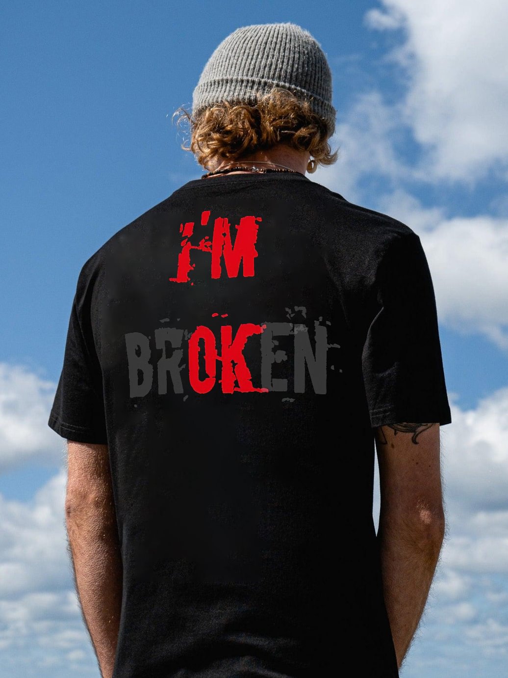Casual I'm Broken Alphabet Printed T-shirt - Krazyskull