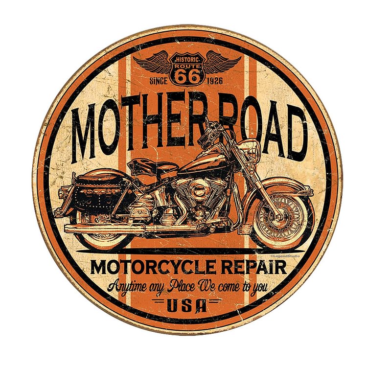 Mother Road Repair - Round Vintage Tin Signs/Wooden Signs - 30*30CM