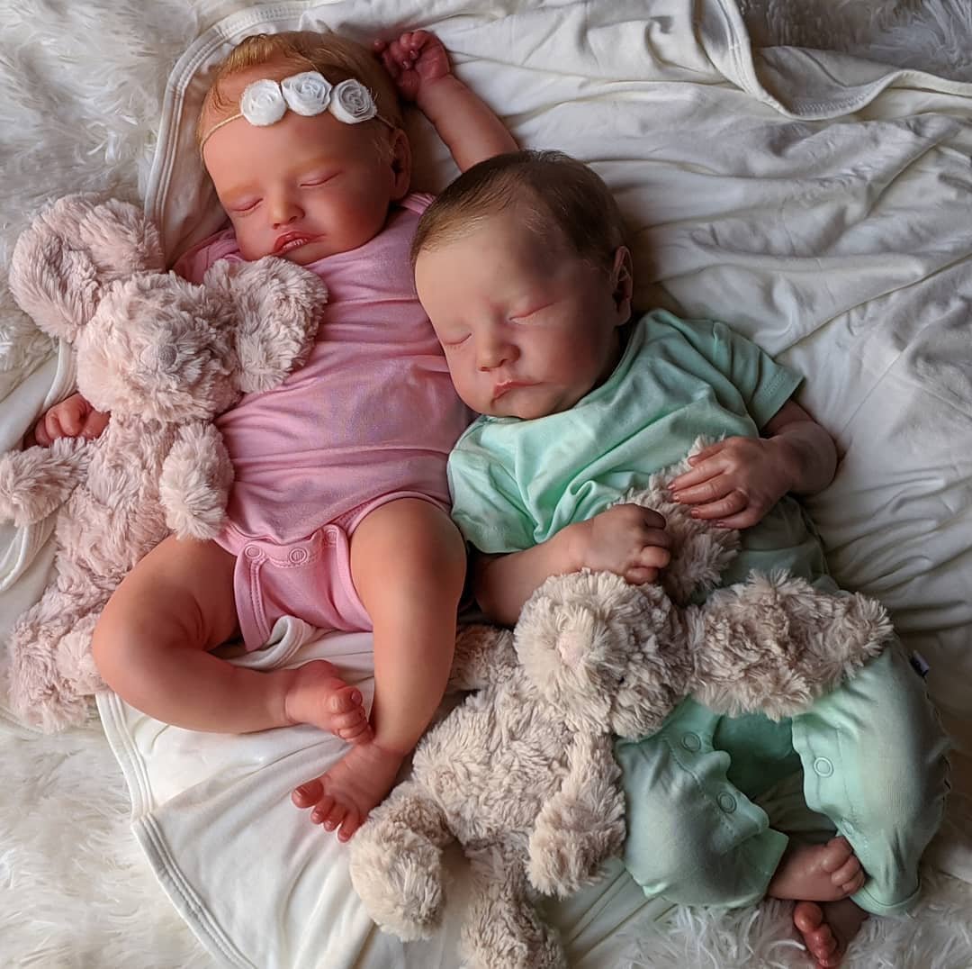  [Adorable Twins] 20'' Realistic Kids Reborn Lover Girls Lexie and Anais, Best Gifts - Reborndollsshop.com-Reborndollsshop®