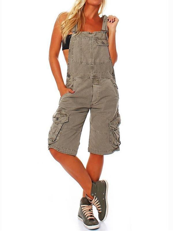 Utility Vintage Cargo Casual Rompers-Mayoulove