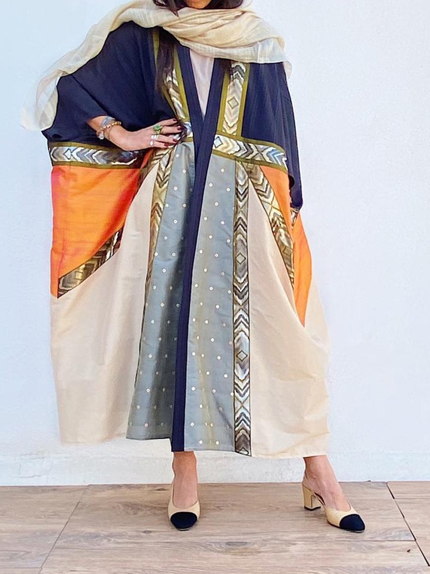 Four color block women baggy abaya
