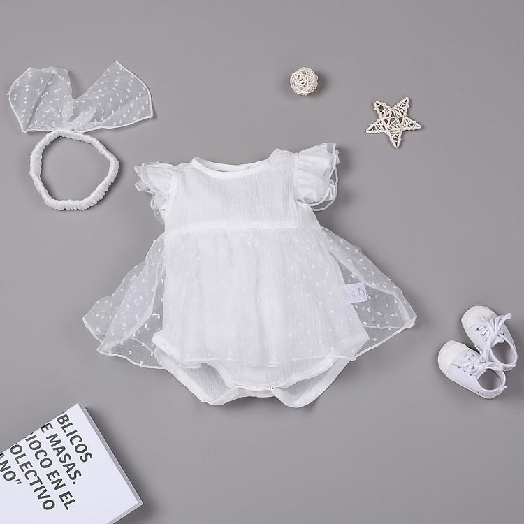  White Princess Lace Dress 2 Pcs Clothes Accessories Suit for 22''-24'' Reborn Baby Doll Girl - Reborndollsshop.com®-Reborndollsshop®