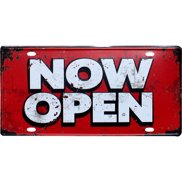 Now Open - Car Plate License Tin Signs/Wooden Signs - 15*30cm