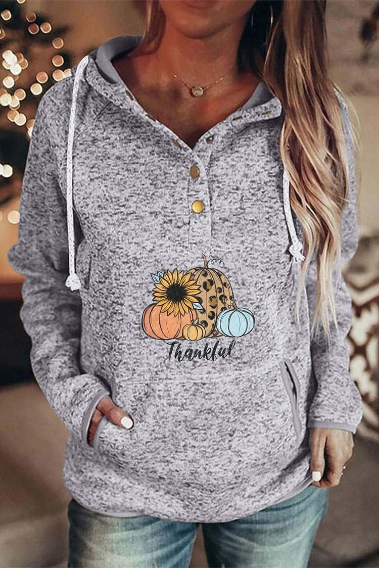 Women's Hoodies Pumpkin Sunflower Print Hoodie-Mayoulove