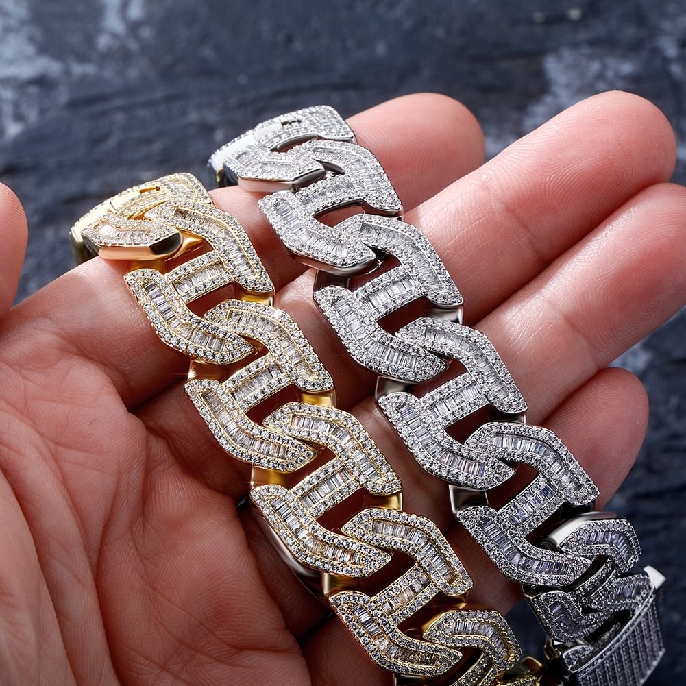 16MM Cubic Zirconia Prong Baguette Bracelet-VESSFUL