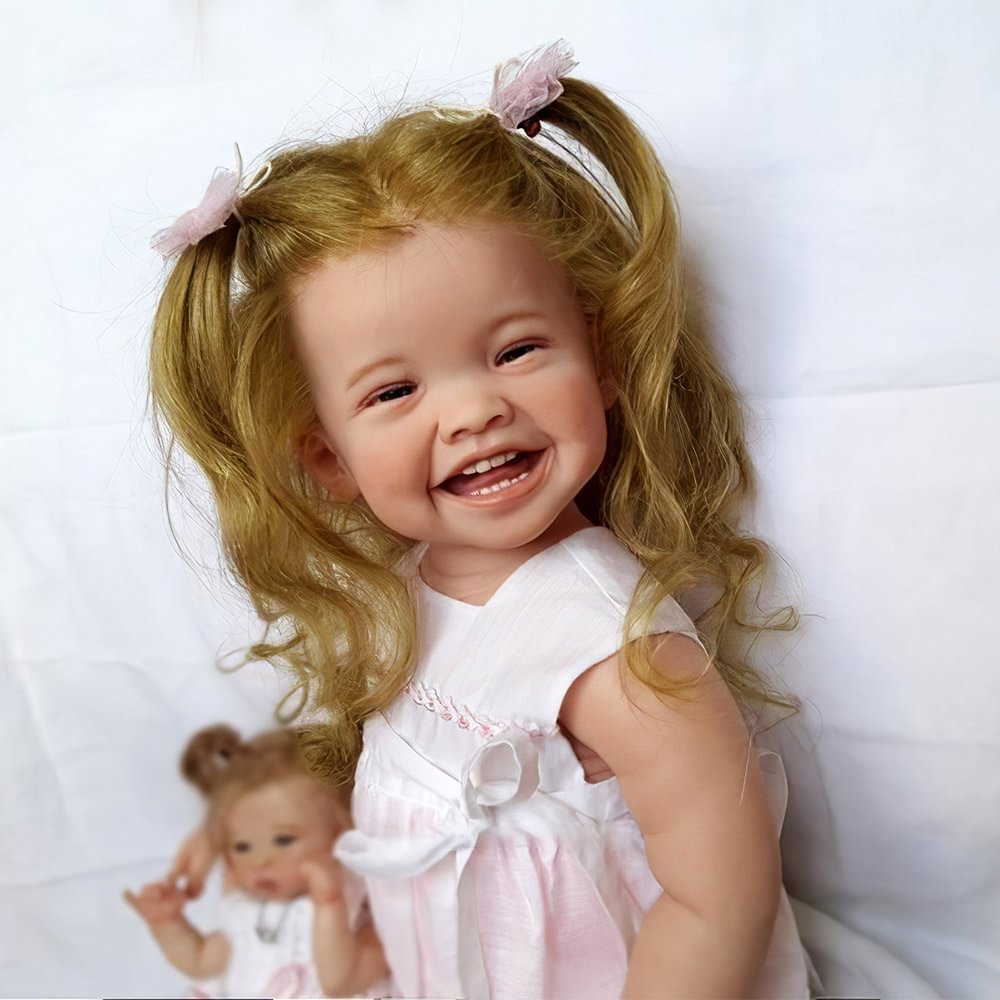 [The Smiling Reborn Baby]20"Handmade Lifelike Naive and Innocent Reborn Toddler Girl Named Enid With “Heartbeat” and Sound