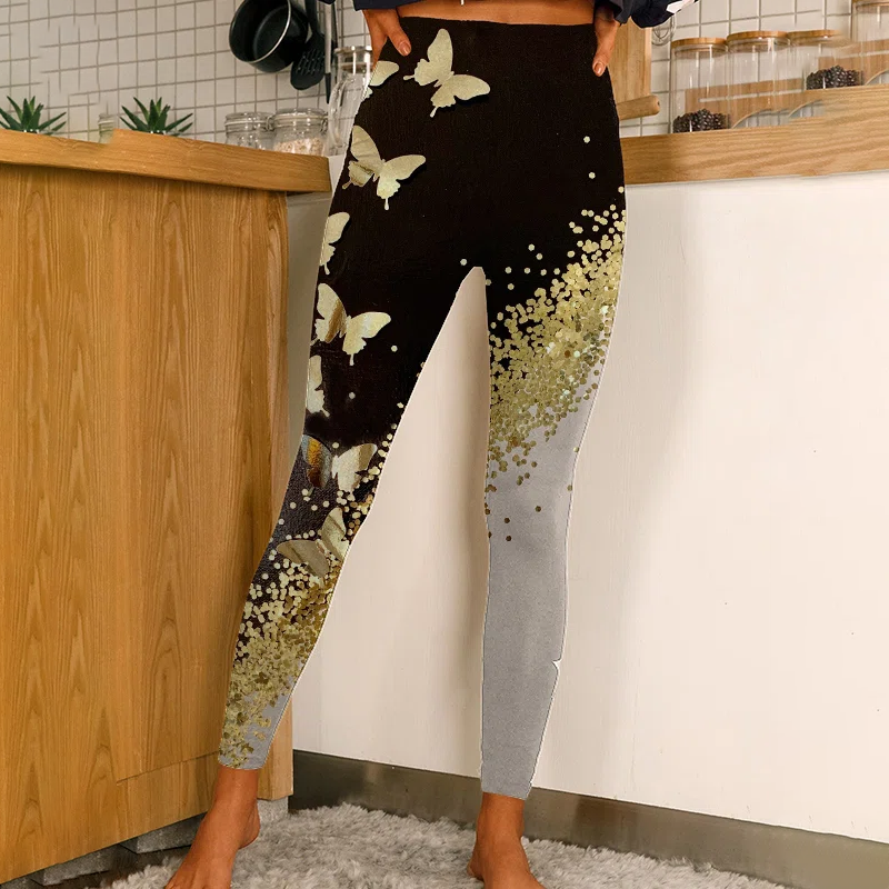 Butterfly Sequins Print Women's Comfortable Leggings