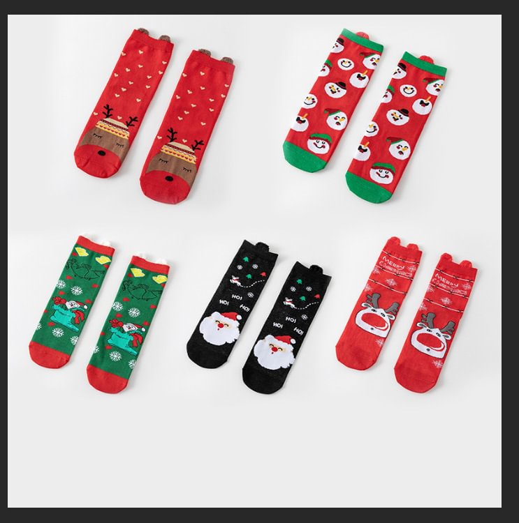   Christmas Style Adorable Cartoon Design Cotton Socks - Neojana