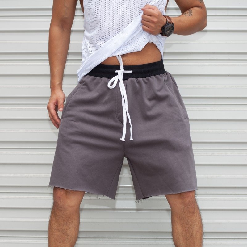 Solid Color Cotton Loose Casual Men's Shorts-VESSFUL