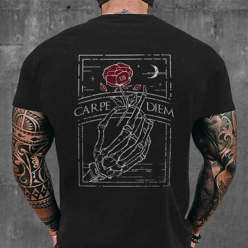 Livereid Carpe Diem Skull Print T-shirt - Livereid