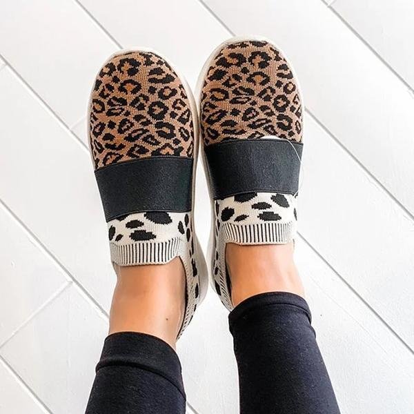Women's Leopard Flat Heel Dress Sneakers