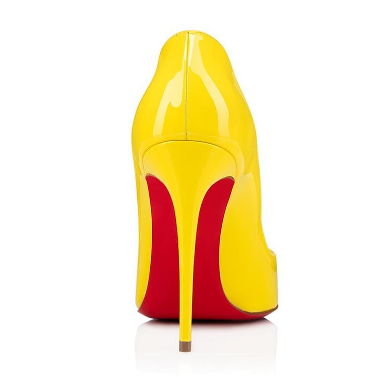 yellow red bottom pumps