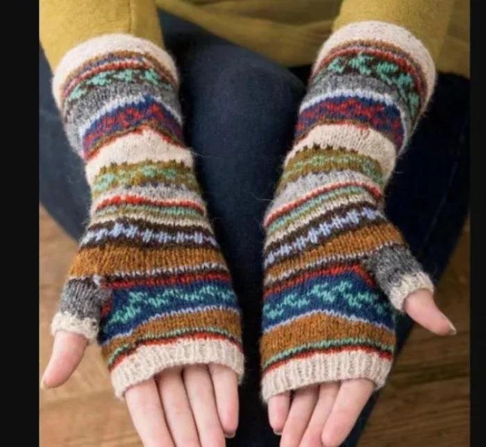 Knitted Female Fingerless Back Knitted Gloves-Mayoulove