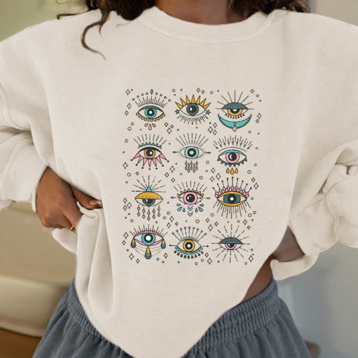   Various Mysterious Eyes Print Loose Sweatshirt - Neojana