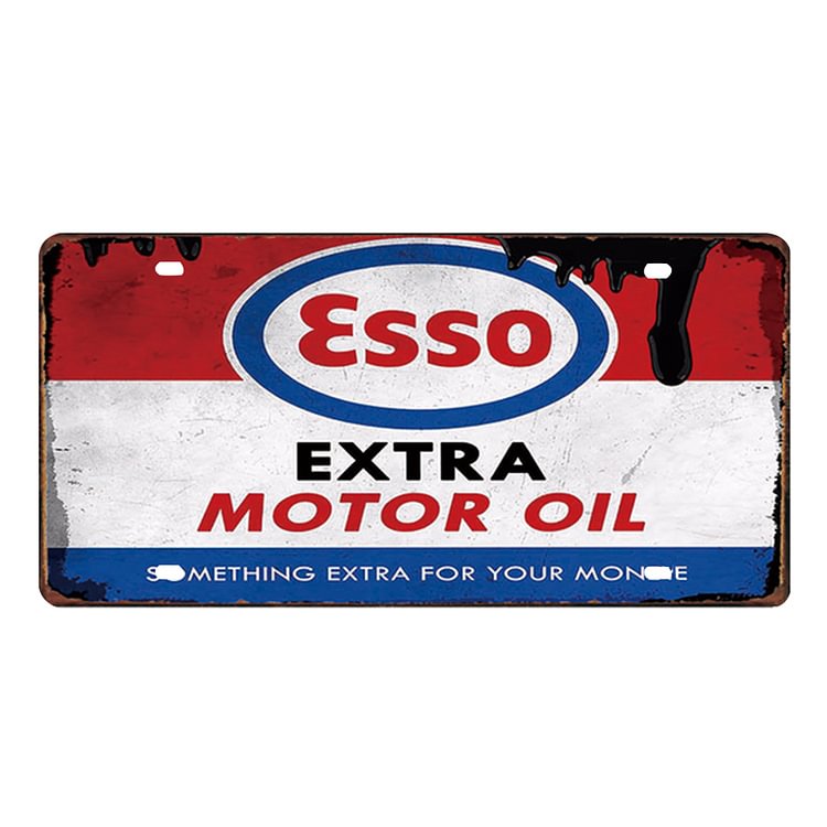 License Plate Esso Motor Oil Vintage Metal Tin Sign for Bar Pub Club (A)