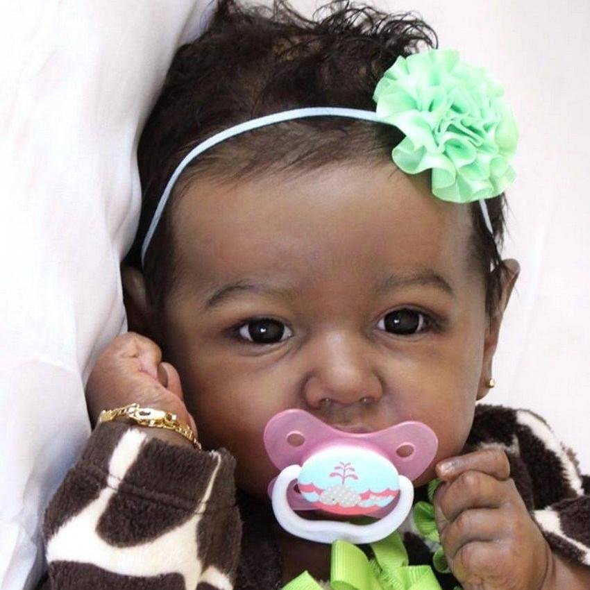12'' Real Baby Dolls African American Black Silicone Reborn Baby Doll Girl Hayley -Creativegiftss® - [product_tag]