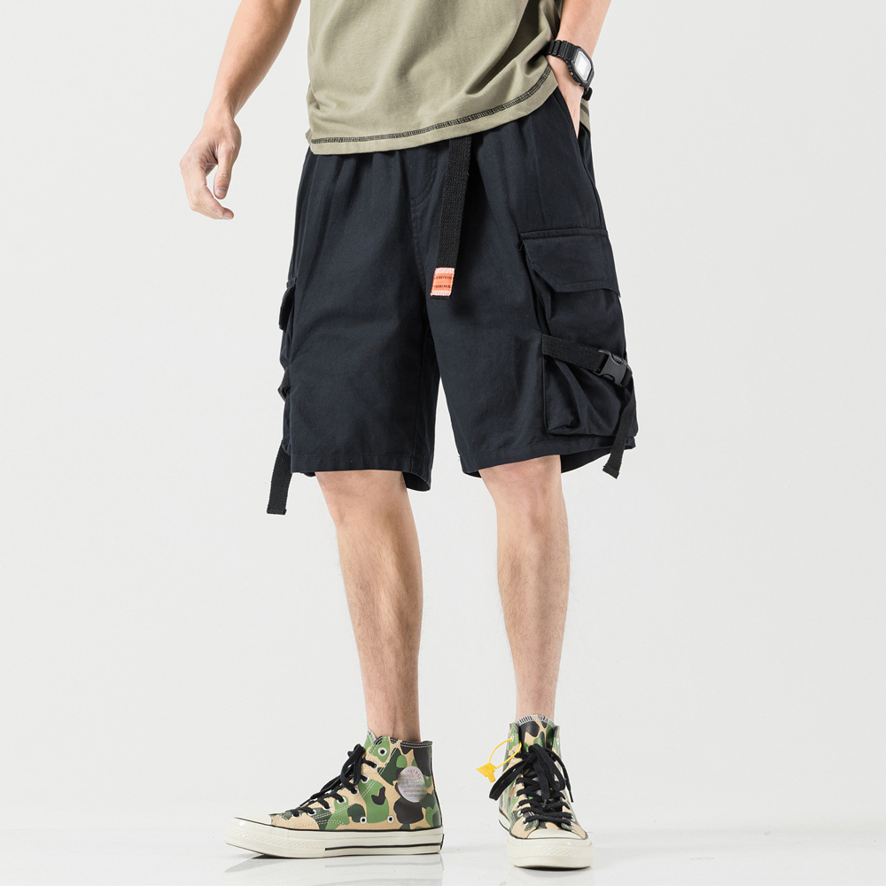 Shorts men's summer new style Japanese Style large size overalls casual pants loose straight five-point shorts