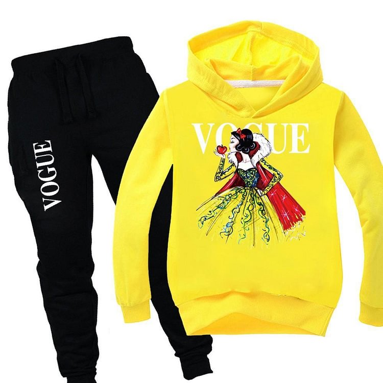 Mayoulove Vogue Snow White Print Multicolor Cotton Hoodie And Sweatpants Suit-Mayoulove