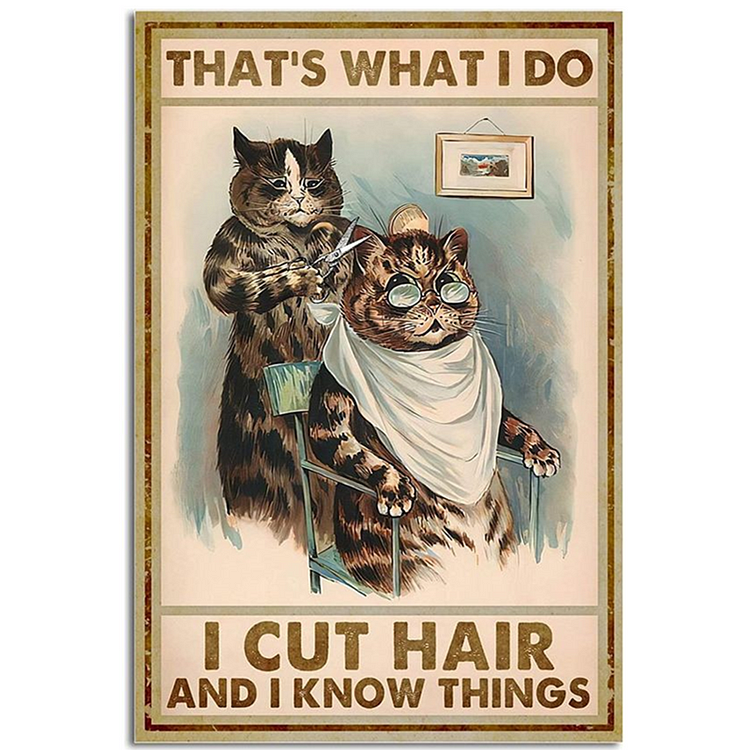 Cut Hair Cat - Vintage Tin Signs