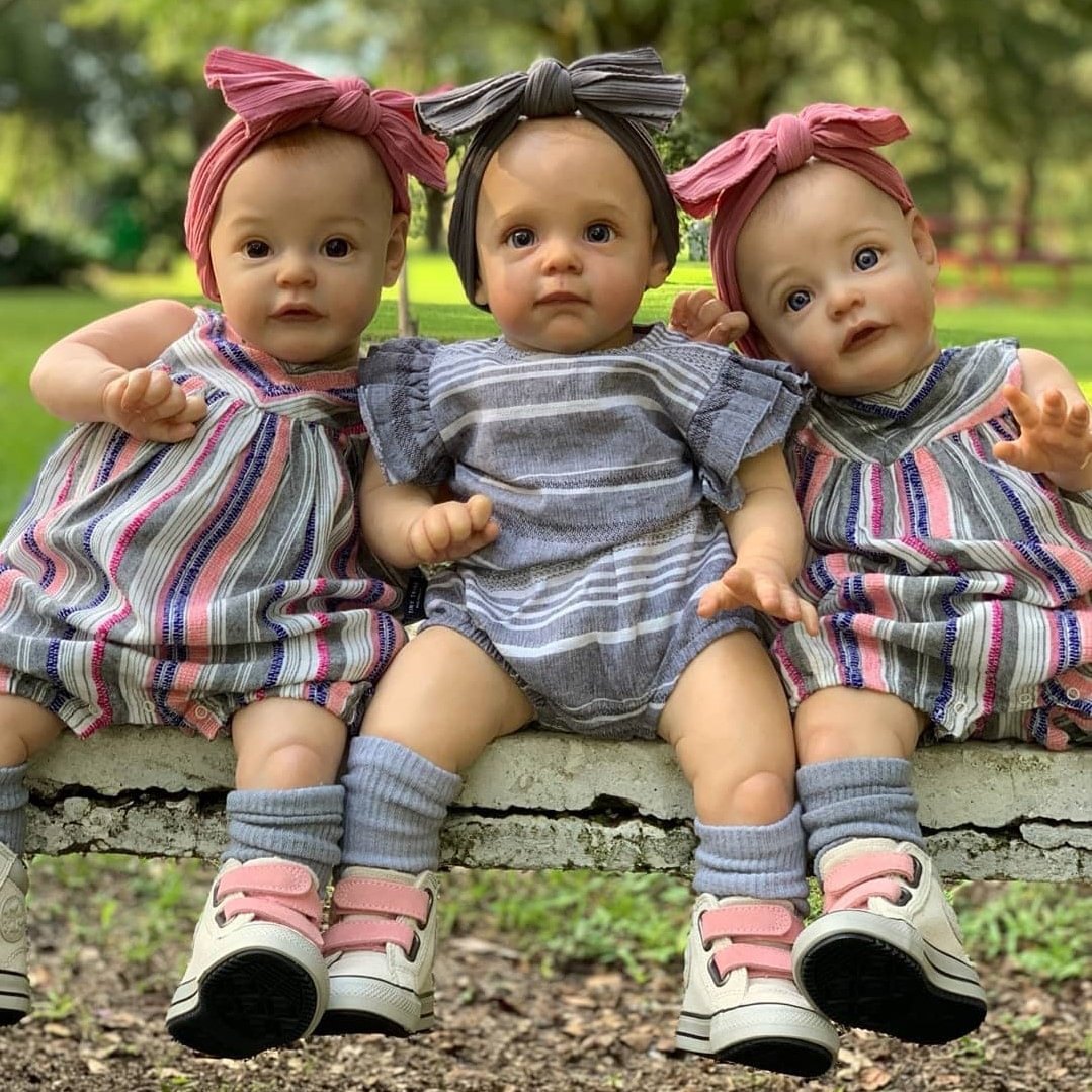 17" Cute and Lifelike Most Worthy of Adoption Awake Reborn Triplet Sisters Dolls