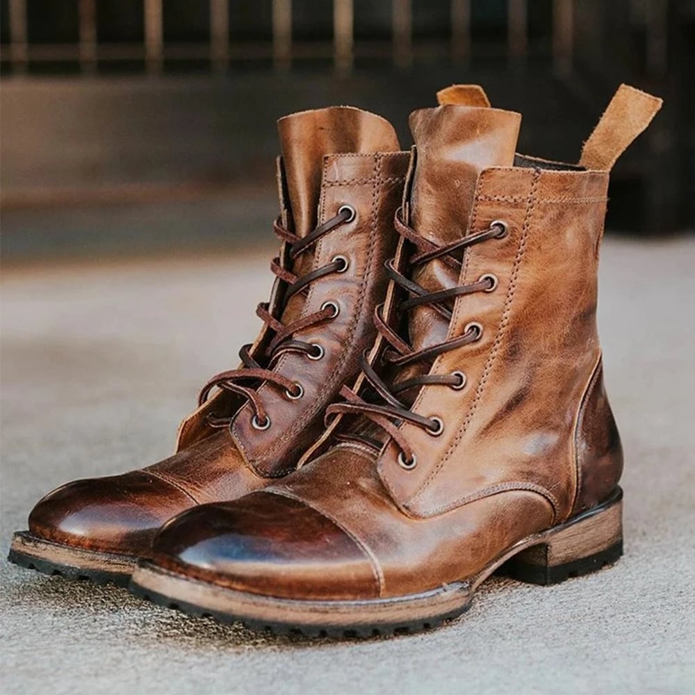 Men's Vintage Suede Leather Martin Boots-Corachic
