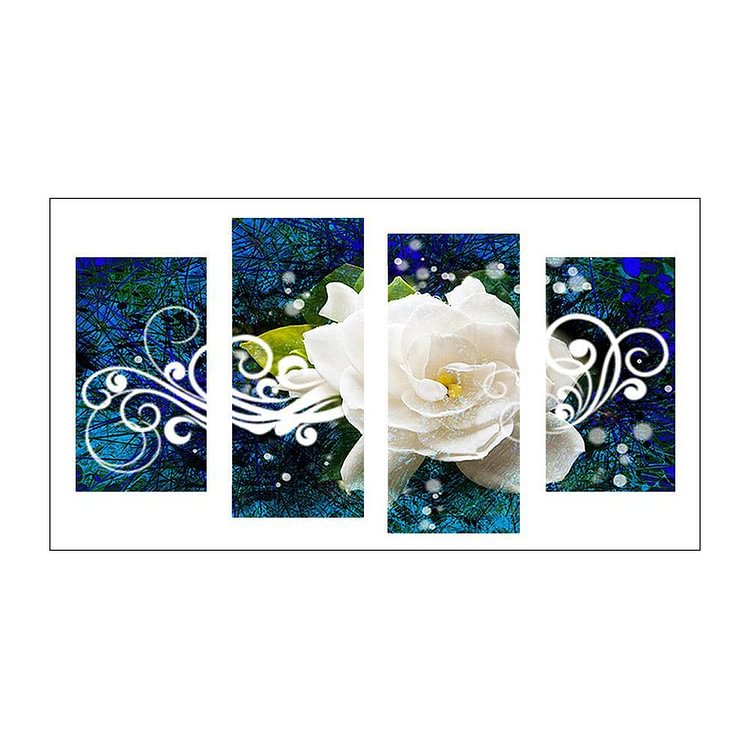 White Rose 4 pictures - Full Round Drill Diamond Painting - 95x45cm(Canvas)