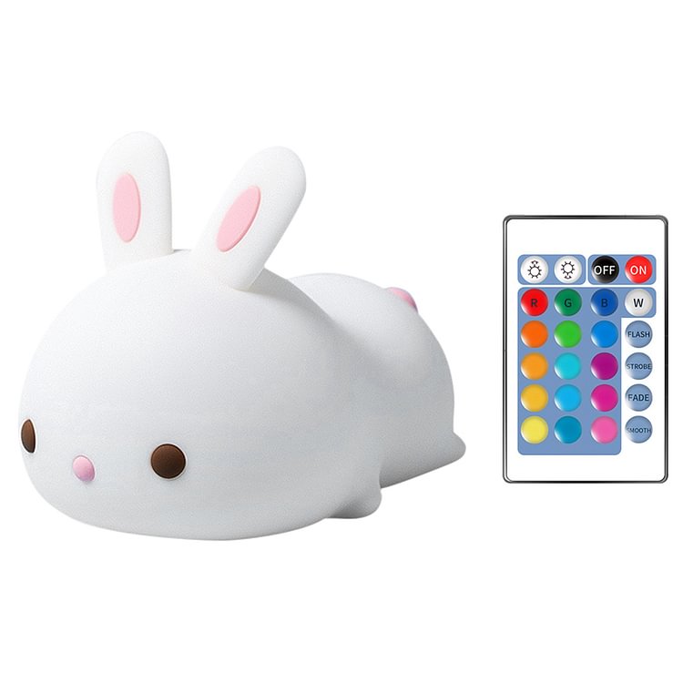Mini Rabbit LED USB Night Light 7 Colors Touch Remote Control Silicone Lamp