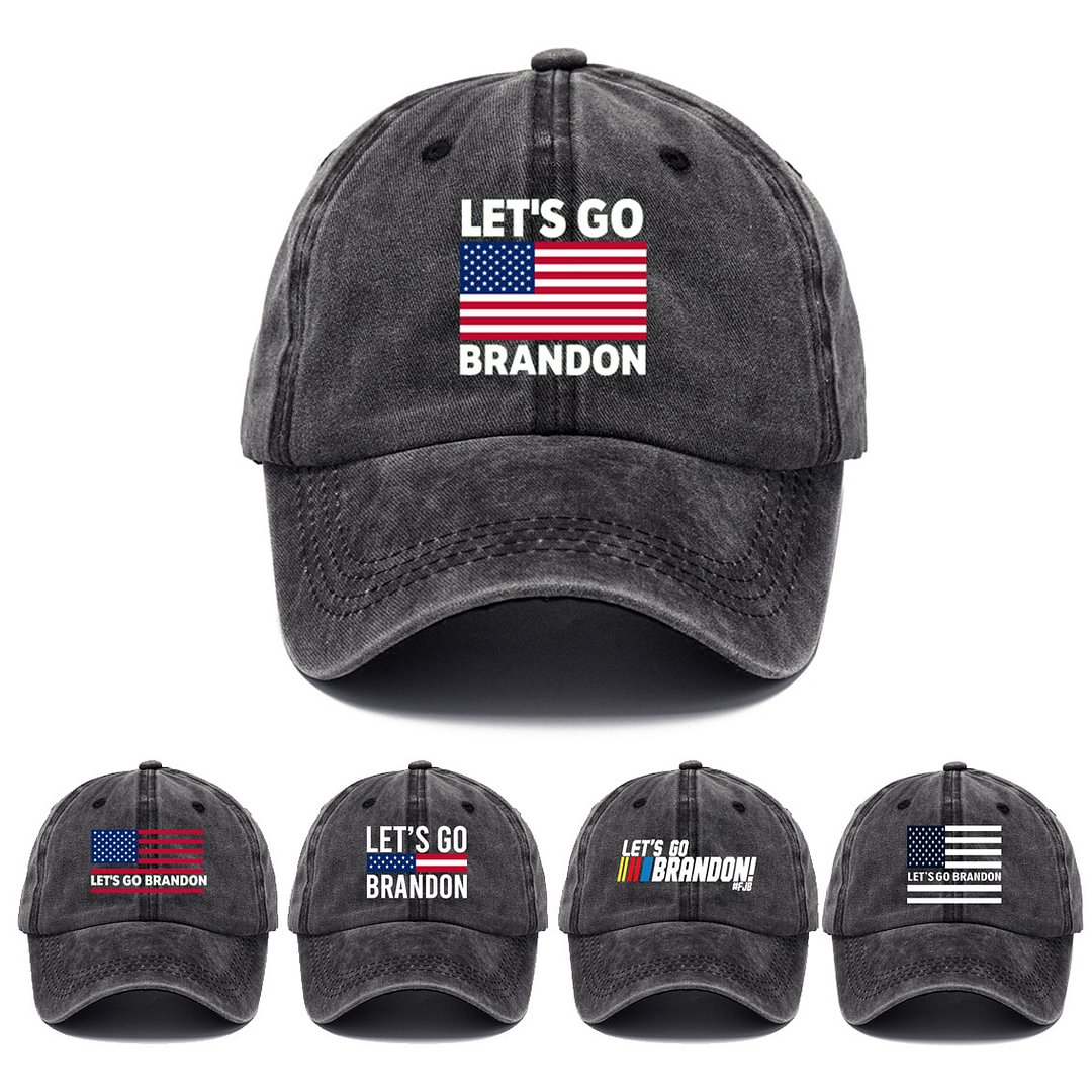 LET'S GO BRANDON Washed Printed Baseball Cap Washed Cotton Hat / [viawink] /